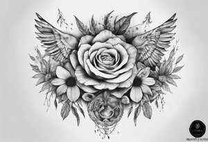 full stomach tattoo illimunati in the middle 
Nature tattoo idea