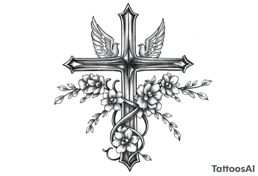 Cross:

A cross, a central symbol of Christianity, can be paired with images like doves (representing peace and love) or intertwined vines (symbolizing a strong and enduring bond).

Doves:

Doves, often seen as symbols of peace and lov can be incorporated into the design, representing the couple's commitment to each other and God.

Intertwined Vines/Hearts:

These designs symbolize the interconnectedness and unity of marriage, ofte adding a romantic and personal touch.

Bible Verses:

A relevant verse about marriage, such as Ephesians 5:21-33 or Proverbs 18:22, can be incorporated into the tattoo design, providing a reminder of their faith and commitment.

Cross Wrapped in Flowers:

This design can be both beautiful and symbolic with the cross representing faith and the flowe symbolizing the beauty of love and commitment. tattoo idea