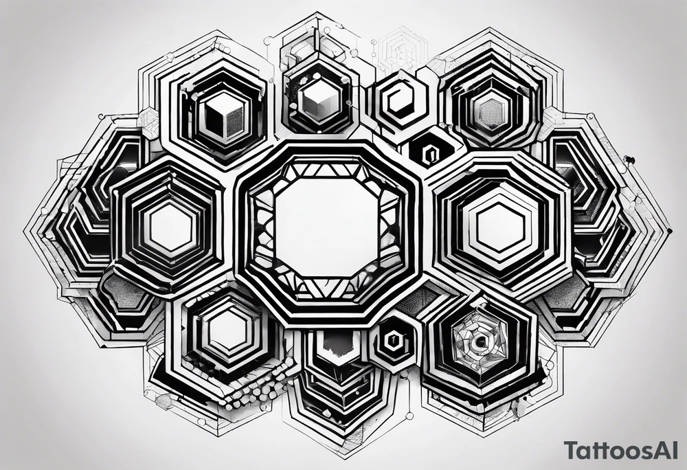 No the literal chemical symbols for dopamine, adrenaline and seratonin with the hexagons placed together to form a shape tattoo idea