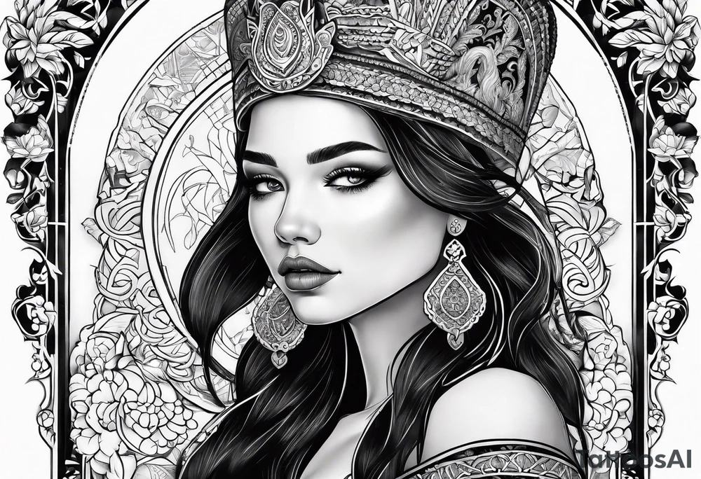 A tattoo design of a girl in the Norwegian national dress tattoo idea