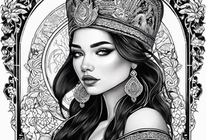 A tattoo design of a girl in the Norwegian national dress tattoo idea