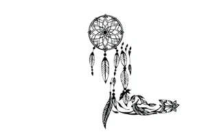 native dreamcatcher with flowing feathers and sacred beads tattoo idea