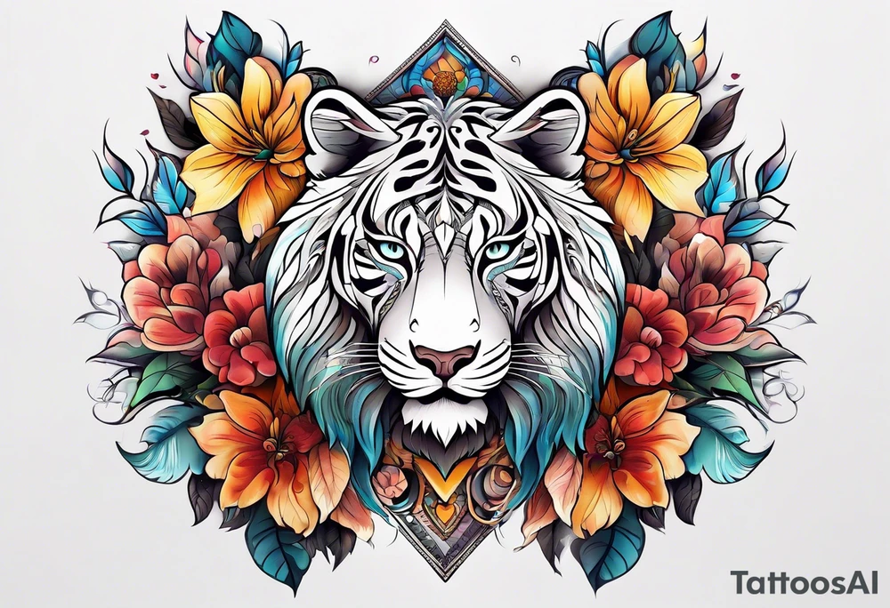 animal , flower tattoo idea