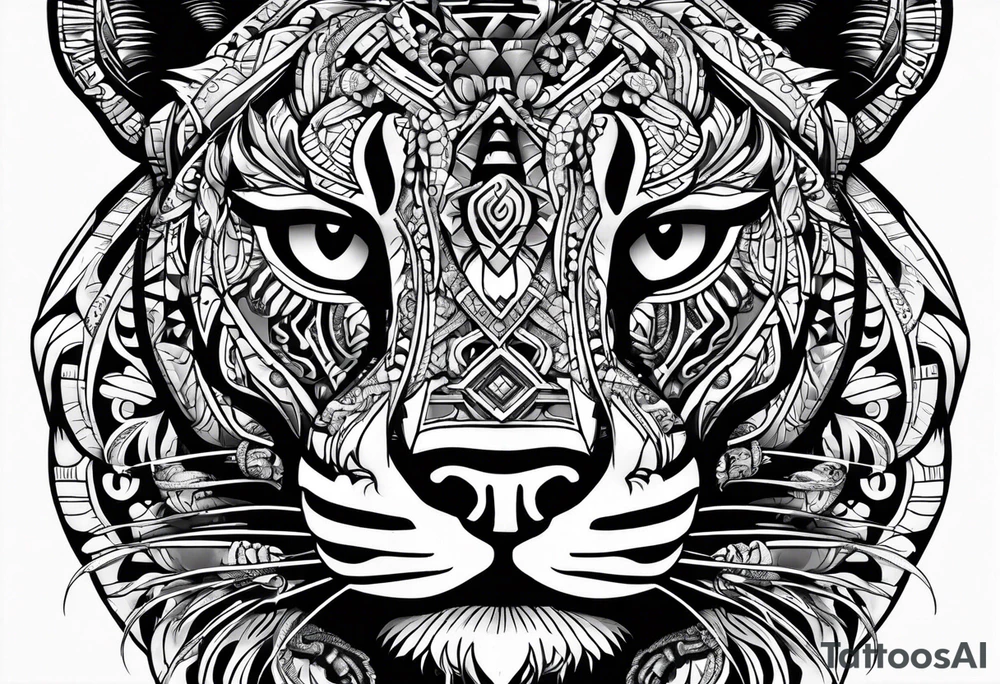 aztec black jaguar with snake tattoo idea
