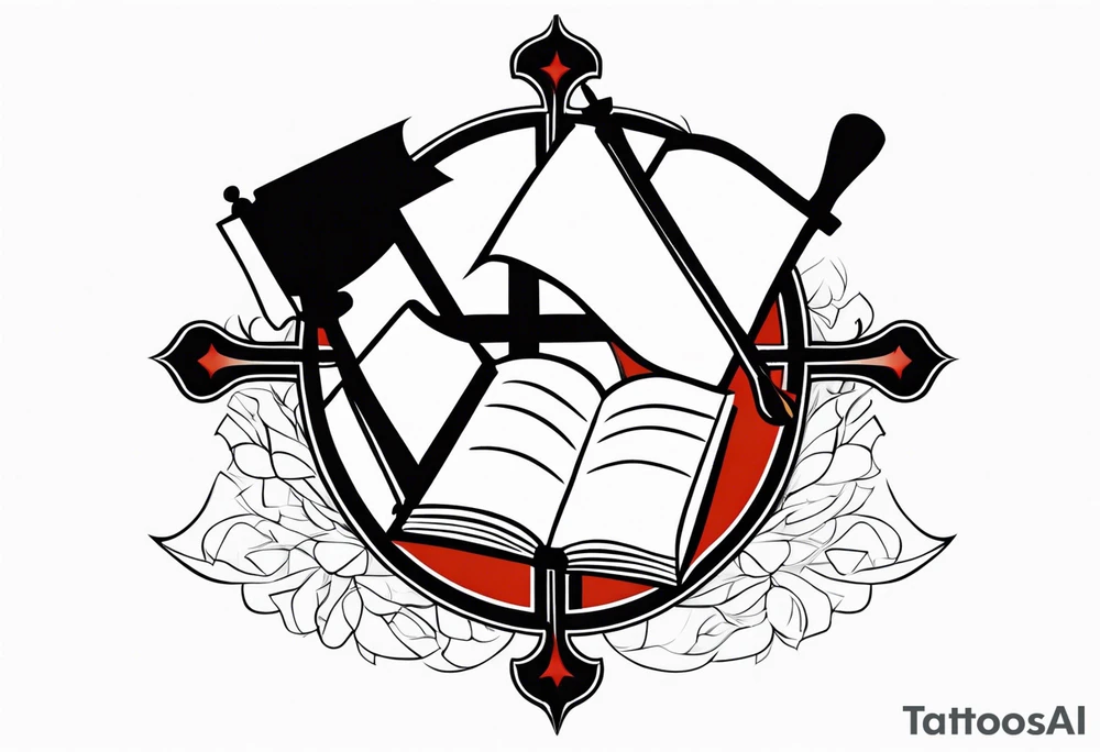 The symbol of Matthias a open Bible and a battle Axe tattoo idea
