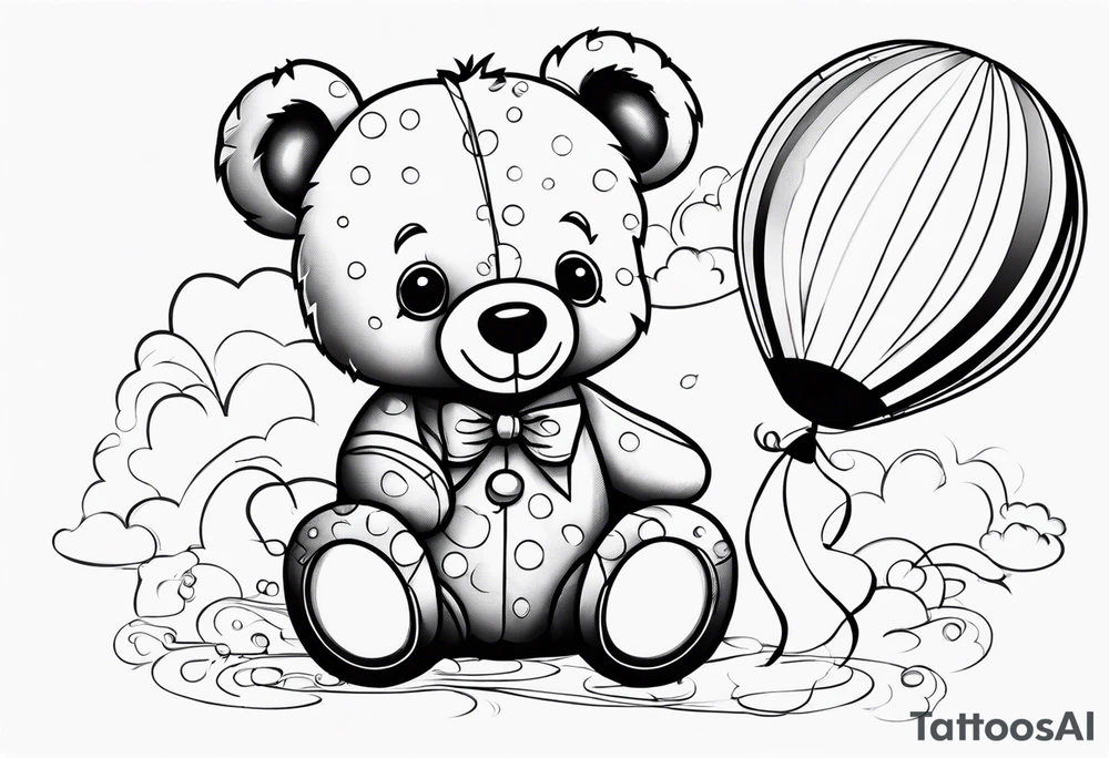 teddy bear with balloons tattoo idea