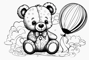 teddy bear with balloons tattoo idea