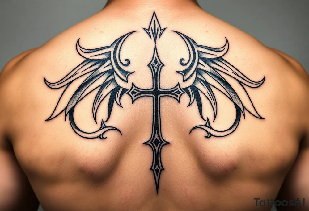 samoan tribal with cross and a clef tattoo idea