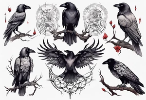 Draw a tattoo depicting the intelligence of a crow tattoo idea