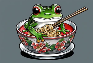 Ninja frog eating a ramen tattoo idea