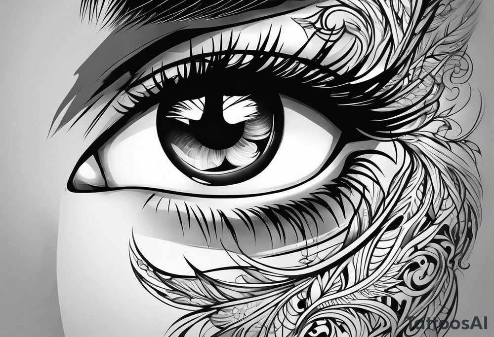 girl face lynx eye reflection tattoo idea