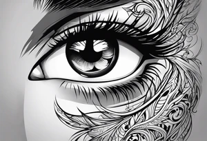 girl face lynx eye reflection tattoo idea