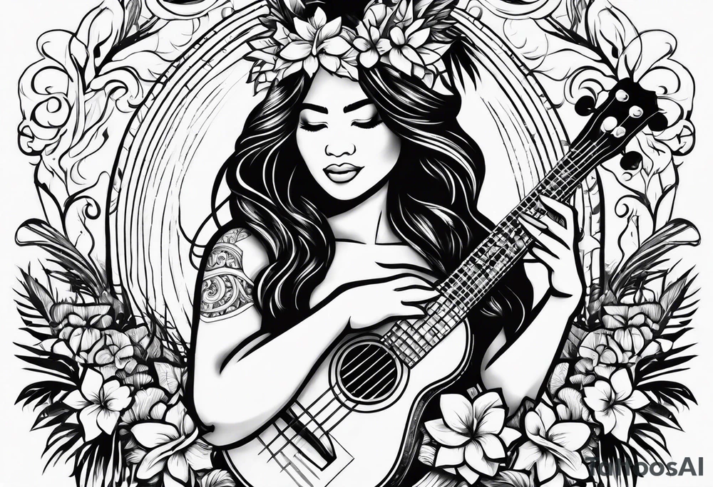 vahine who dance with ukulele tattoo idea