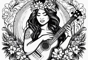 vahine who dance with ukulele tattoo idea