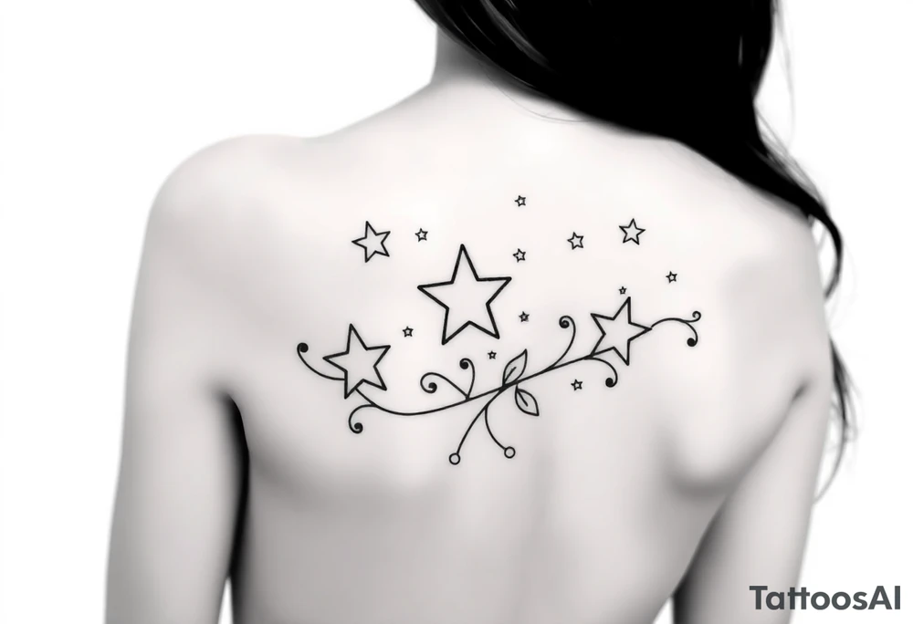 Stars with vine tattoo idea