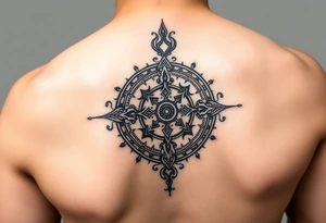 Sak Yant tattoo, spiritual, Unalome style, about regrets, addictions, self-focus, limited time, live fully. in the arm tattoo idea