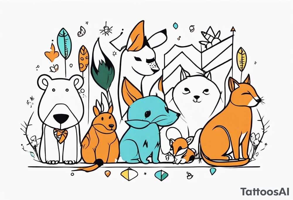 animal party tattoo idea