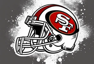 san Francisco 49er logo alone with team color specks of paint splatter tattoo idea