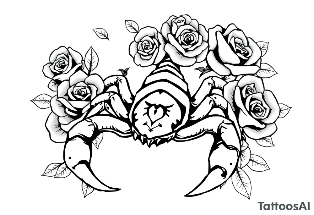 Scorpion with roses tattoo idea