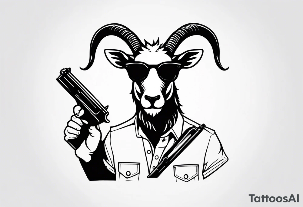 capricorn with sunglasses holding a shotgun tattoo idea