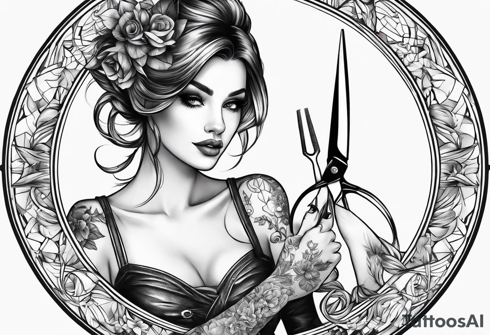 Fairy hairdresser holding scissors tattoo idea