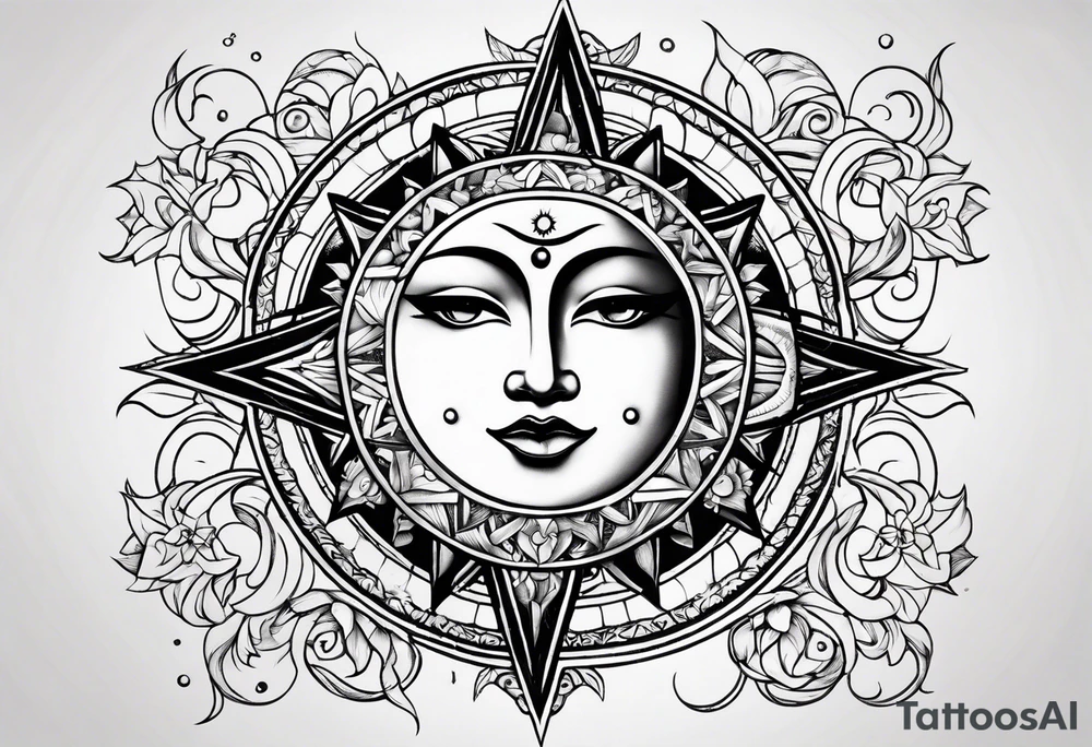 Sun moon and stars tattoo idea