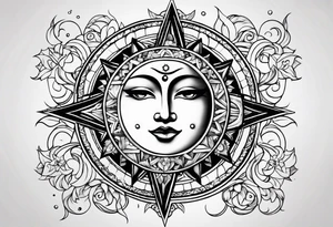 Sun moon and stars tattoo idea