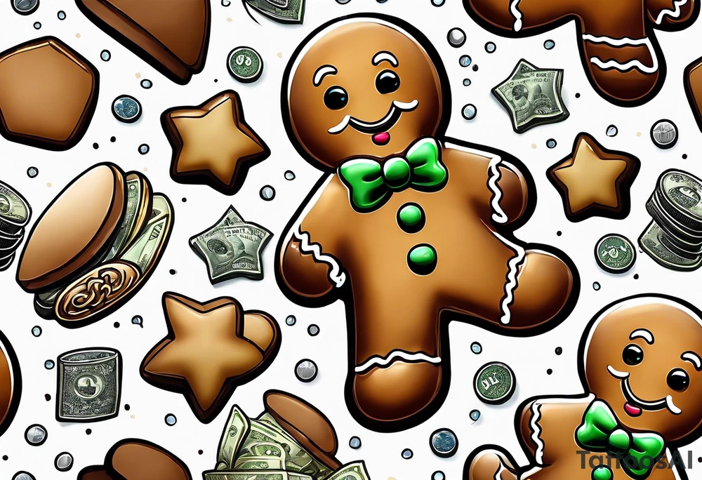 gingerbread man with a money shot tattoo idea