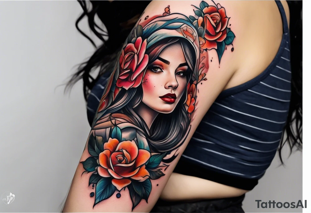 Romantic design foe woman arm using my kids picture tattoo idea