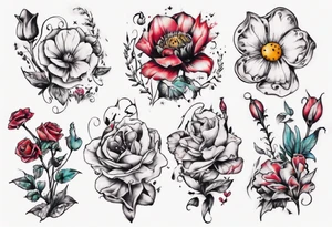 small Alice in wonderland flowers tattoo idea