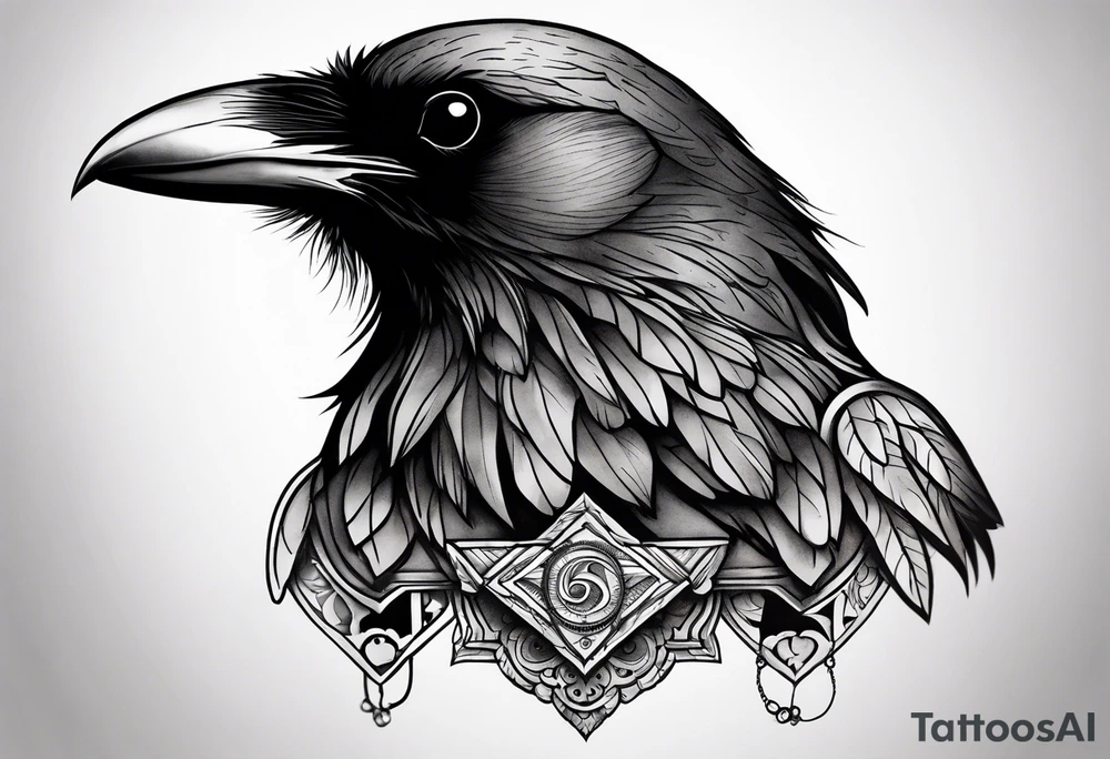 A raven on the chest tattoo idea