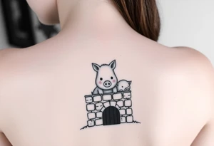 Three little pigs nursery rhyme hiding in a brick house tattoo idea