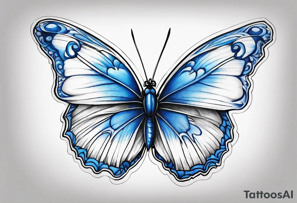 Blue butterfly carnation tattoo idea