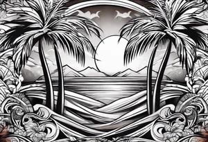 palm tree sleeve tattoo idea