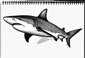 aerial view of a black tipped reef shark tattoo idea