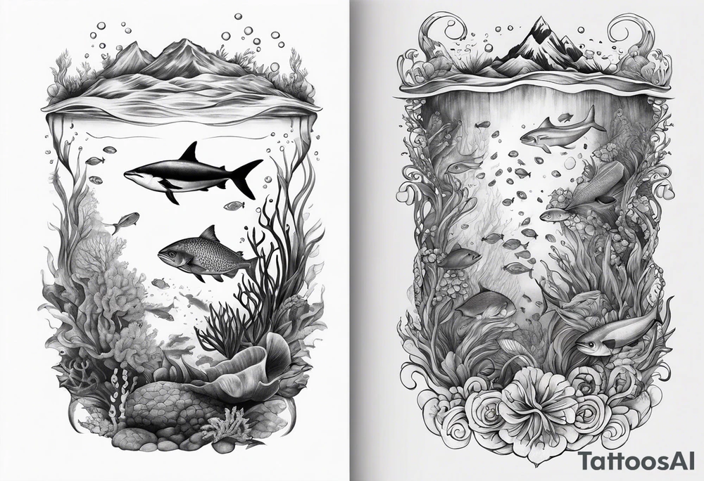 under water ocean scene tattoo idea