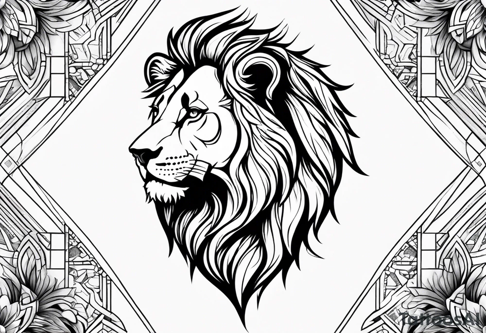 Tattooed lion back tattoo idea