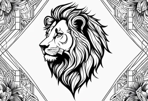 Tattooed lion back tattoo idea