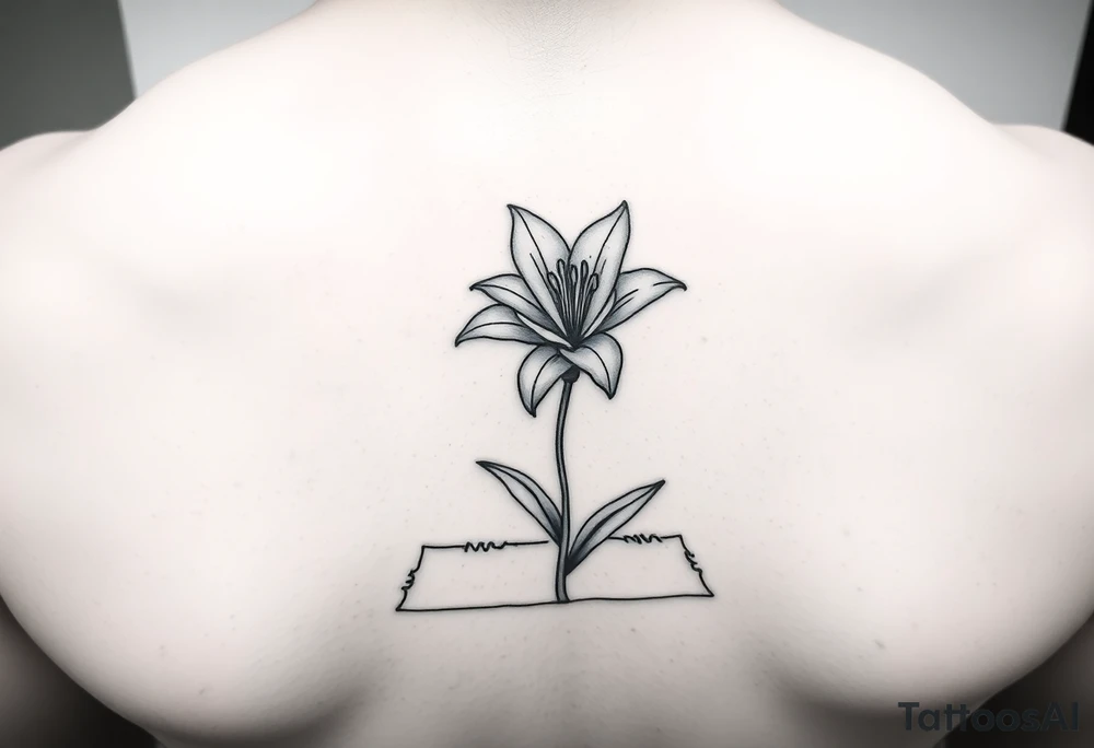 lily coming up out of the tile floor tattoo idea