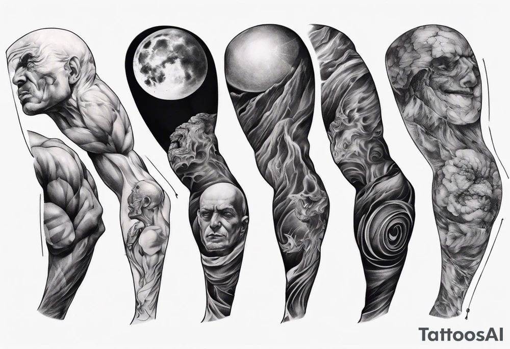 sisyphus arm sleeve tattoo idea
