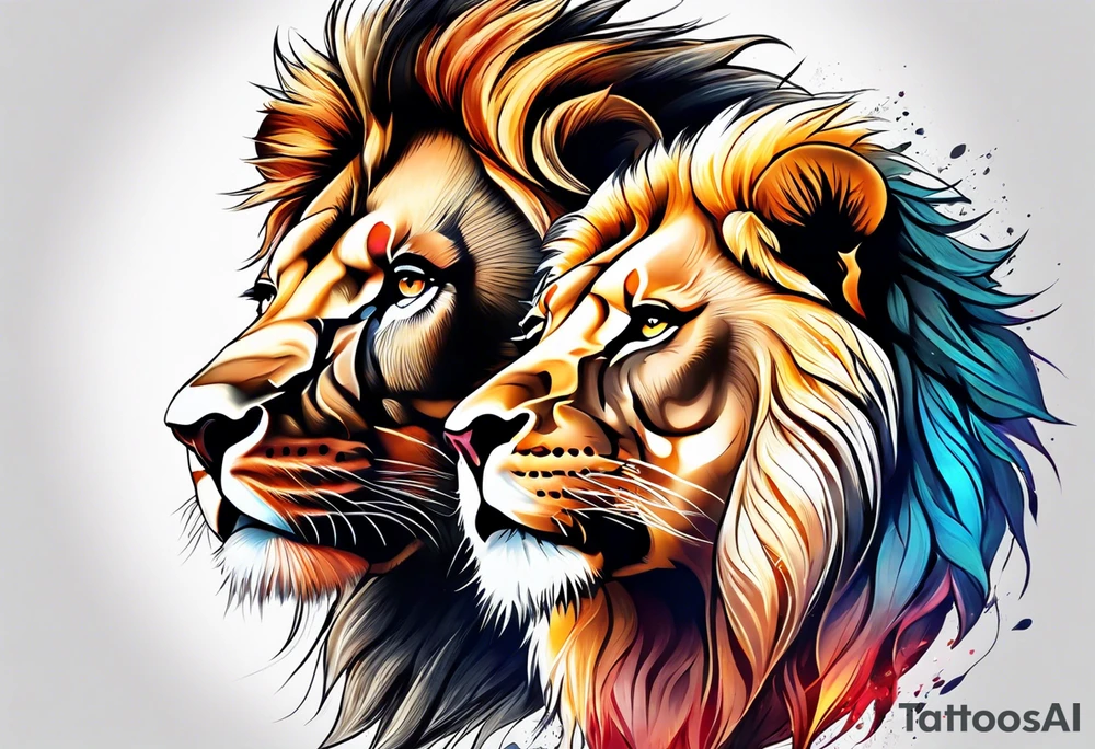 lion and lioness tattoo idea