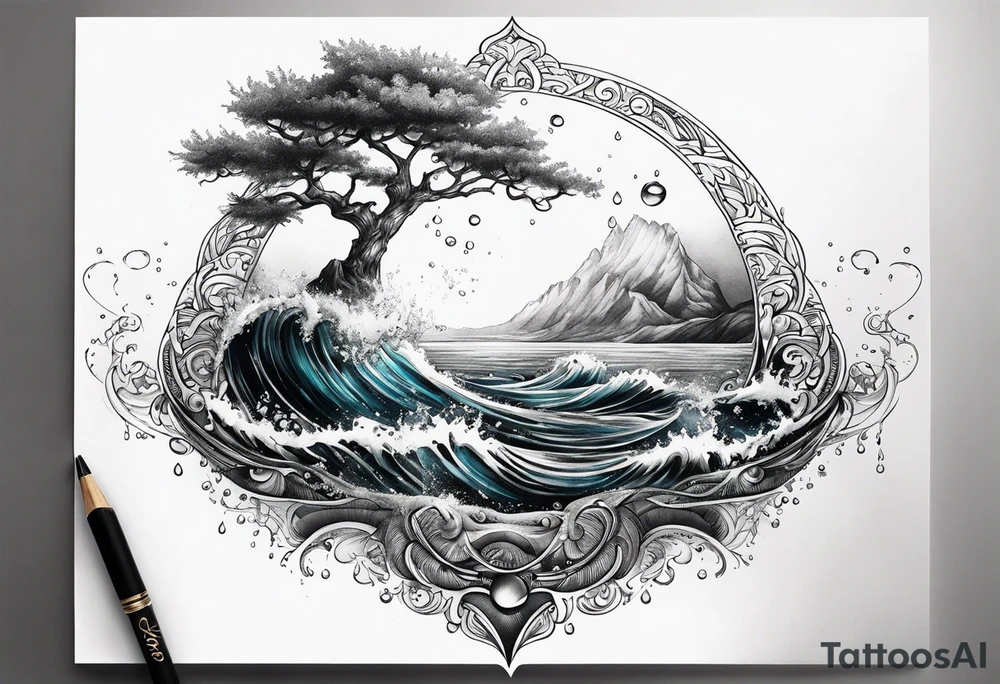water drop falling into ocean tattoo idea