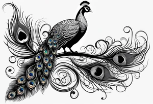 pen with peacock feather tattoo idea