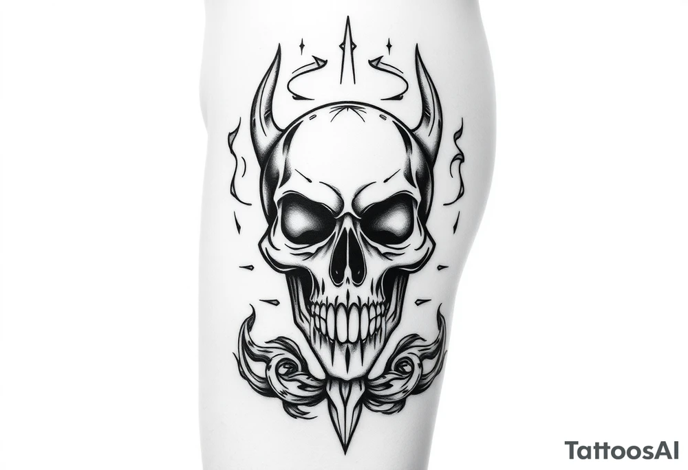 Skull back Peace 
For men black outline tattoo idea