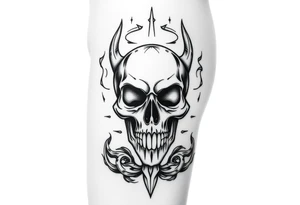 Skull back Peace 
For men black outline tattoo idea