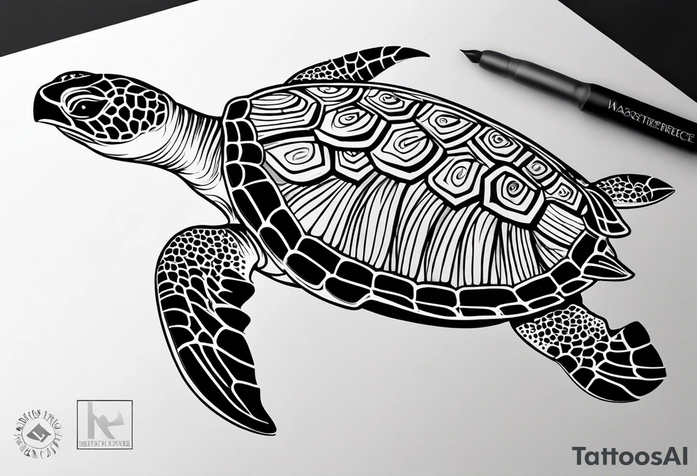 small tribal sea turtle
 tattoo tattoo idea