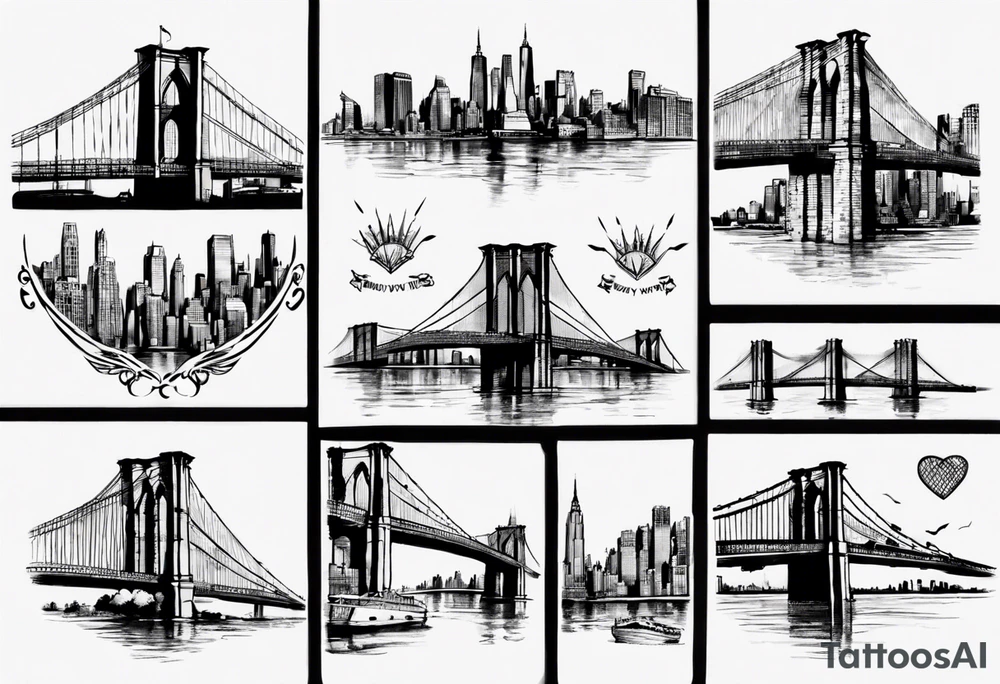 small New York 
vintage
Brooklyn Bridge tattoo idea