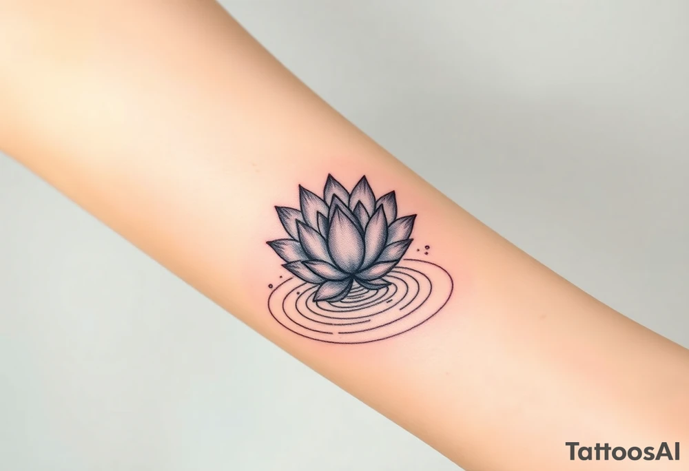 serene lotus flower emerging from sacred waters with ripples tattoo idea