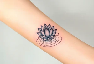 serene lotus flower emerging from sacred waters with ripples tattoo idea