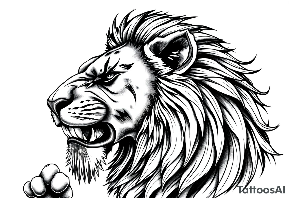 Powerful lion determined tattoo idea